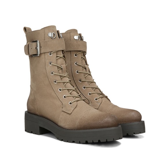 Sam Edelman Suede Combat Boot Safari Tan NWT 7.5 Lug Sole Moto Platform - Picture 10 of 10